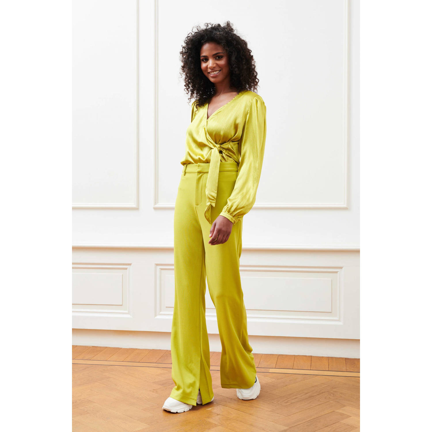 Lofty Manner flared pantalon Miko limegroen