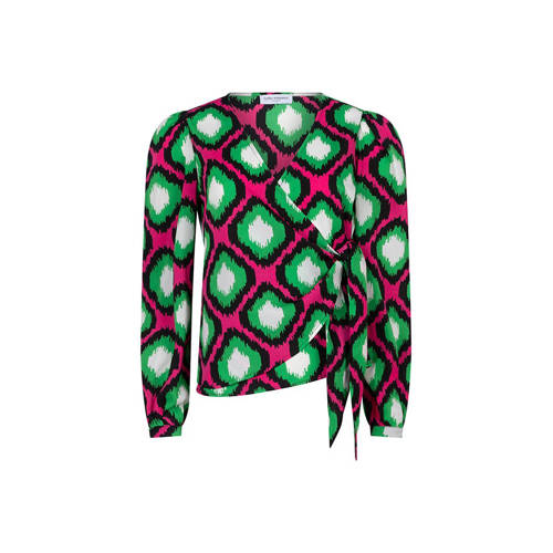 Lofty Manner overslag top Zaury met grafische print groen/ roze