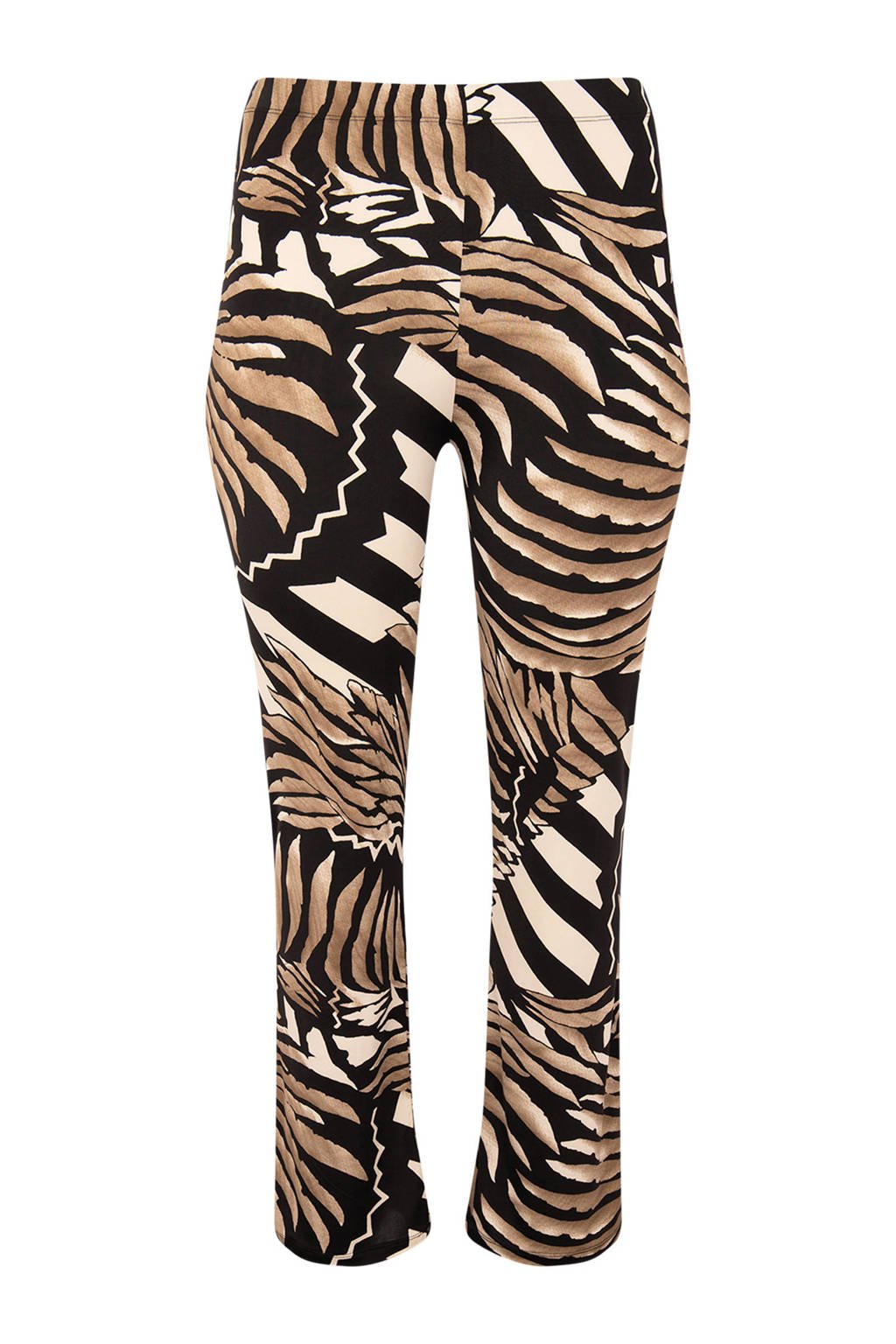 YOEK straight fit tregging met bladprint ecru/ zwart/ wit wehkamp