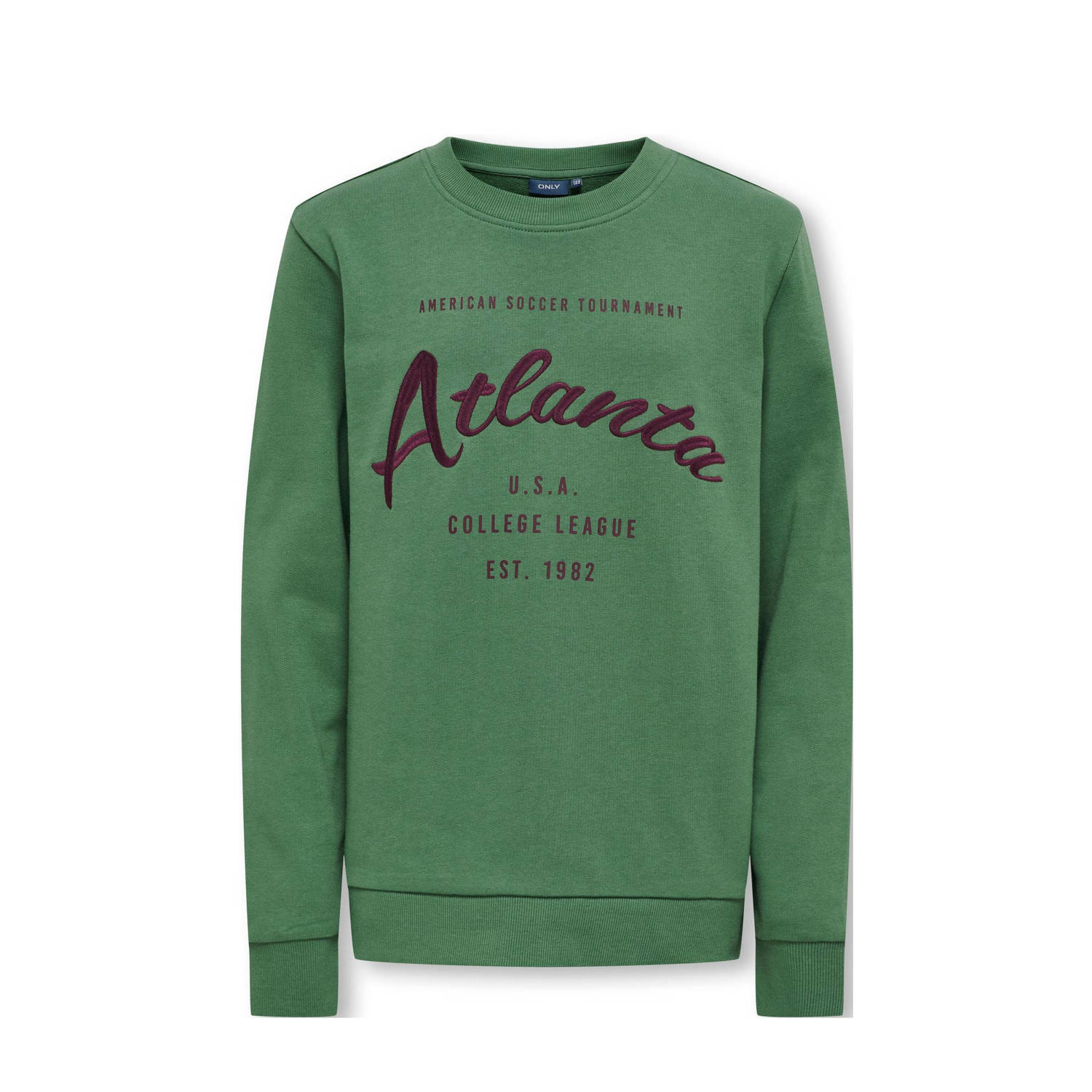 ONLY KIDS BOY sweater KOBHERMAND met printopdruk groen
