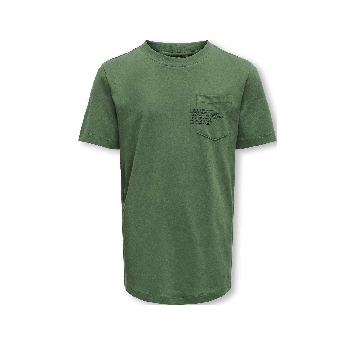 ONLY KIDS BOY T-shirt KOBMARINUS met tekst groen