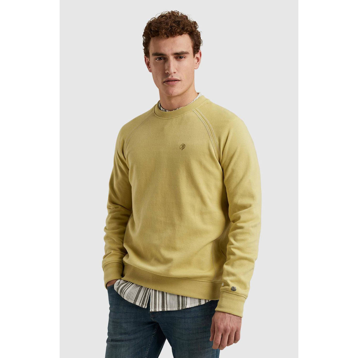 Cast Iron sweater met logo geel