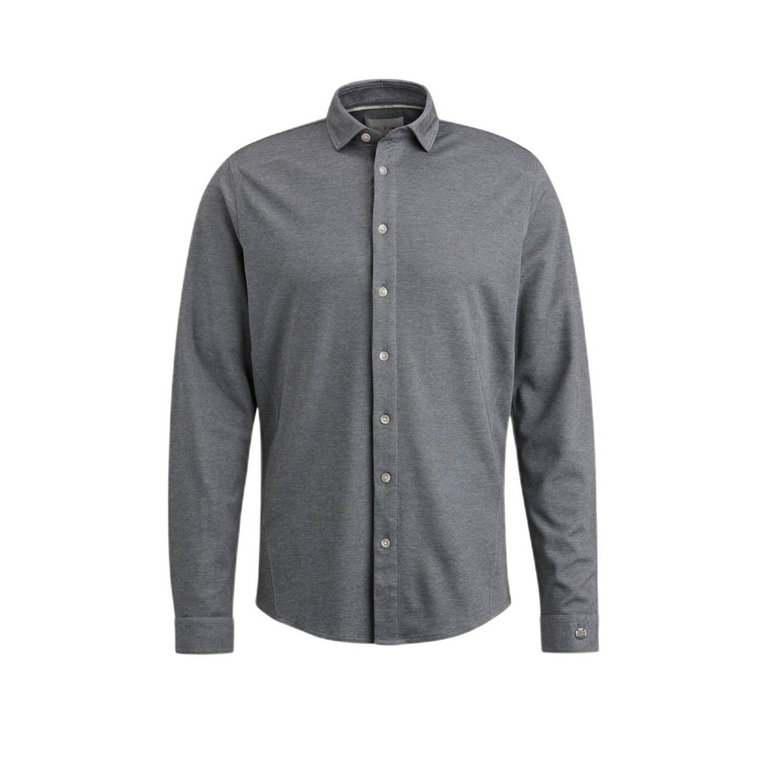 CAST IRON Heren Overhemden Long Sleeve Shirt Cf Tec 2 Tone Pique Grijs