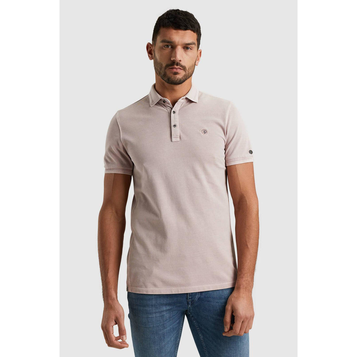 Cast Iron slim fit polo met logo oudroze