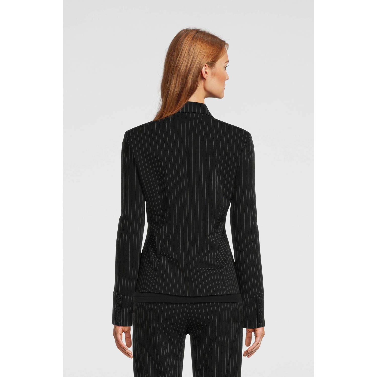 TQ-Amsterdam gestreepte getailleerde blazer Manja V zwart