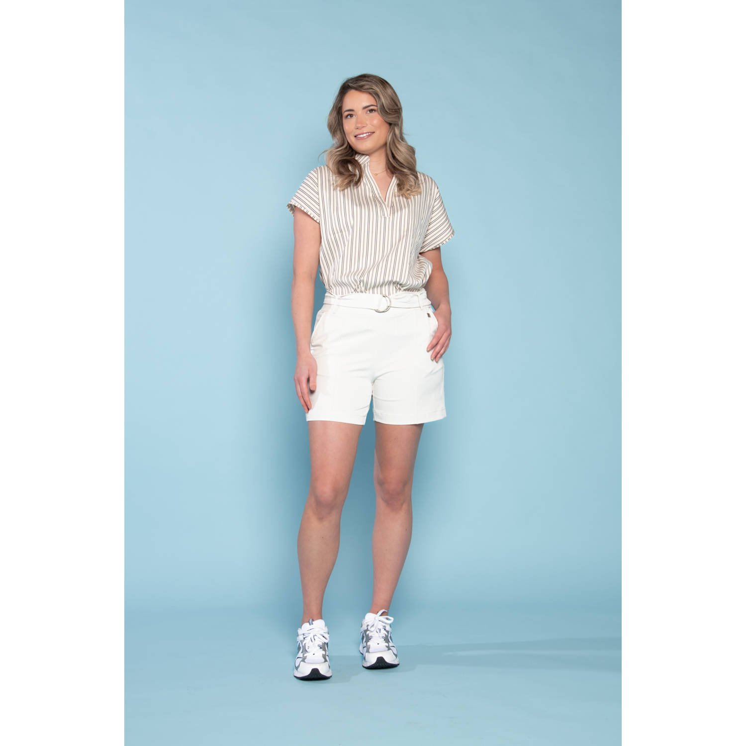TQ-Amsterdam high waist straight fit broek Roos van travelstof ecru