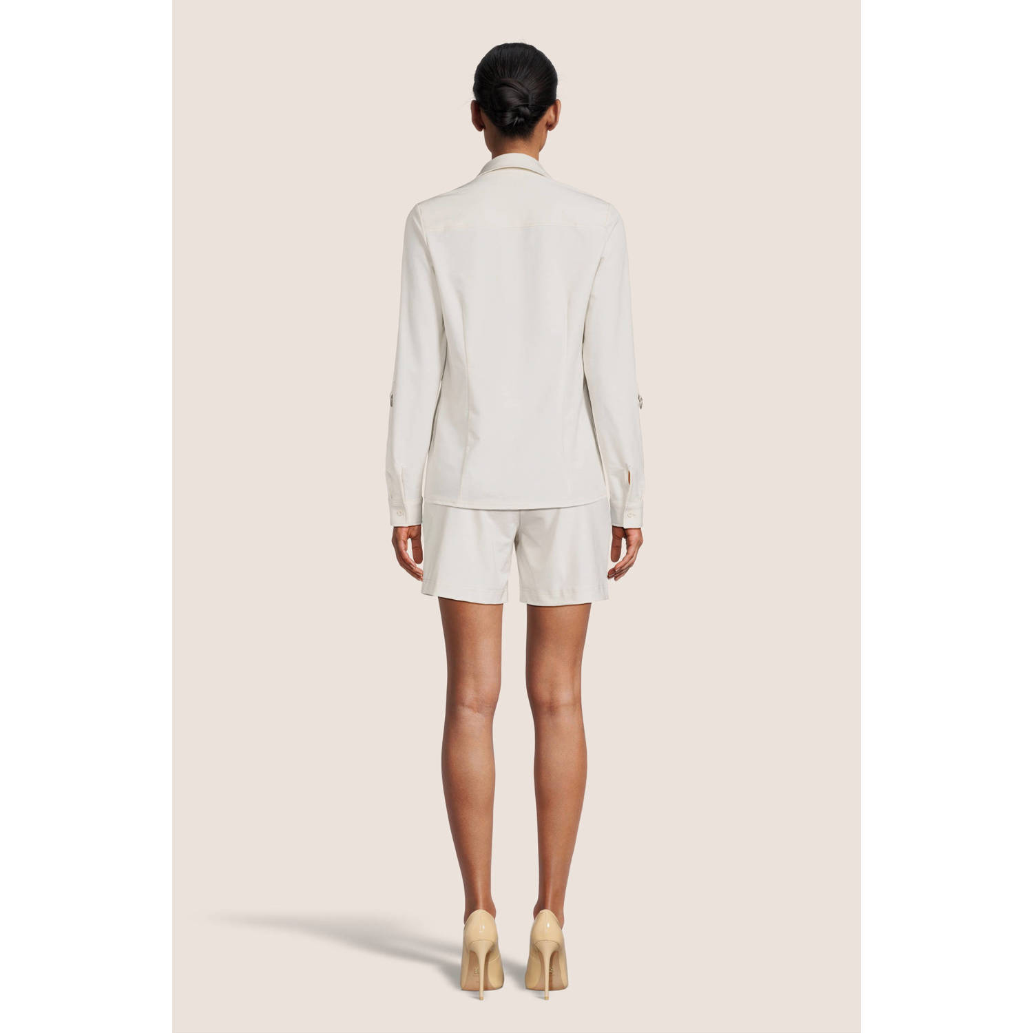TQ-Amsterdam high waist straight fit broek Roos van travelstof ecru