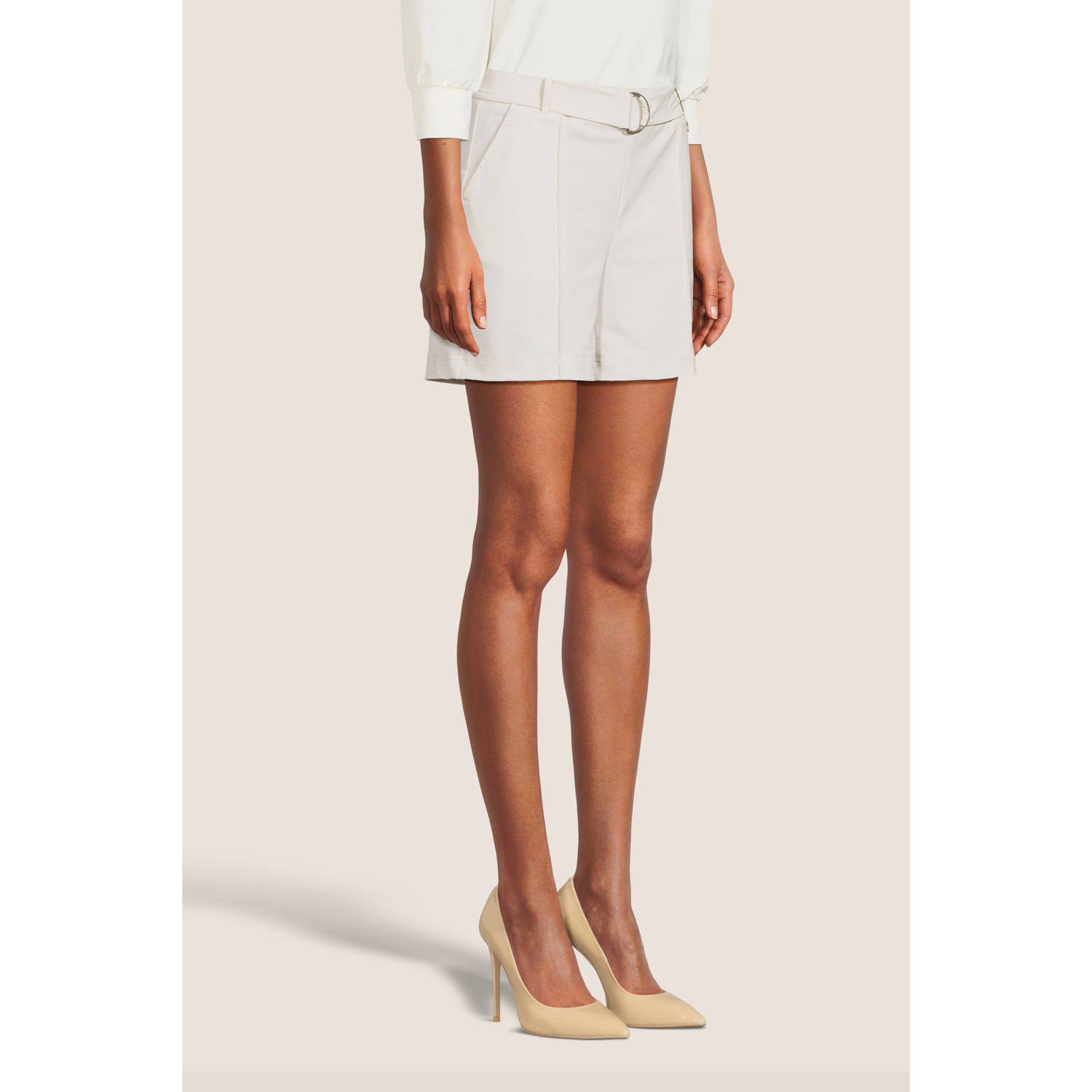 TQ-Amsterdam high waist straight fit broek Roos van travelstof ecru