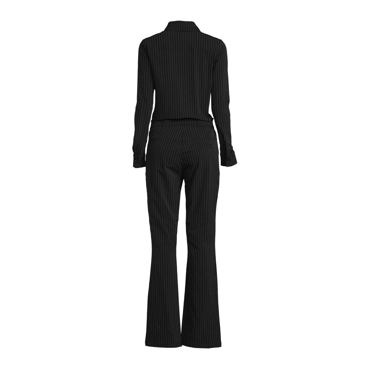 TQ-Amsterdam gestreepte jumpsuit Mara LS zwart