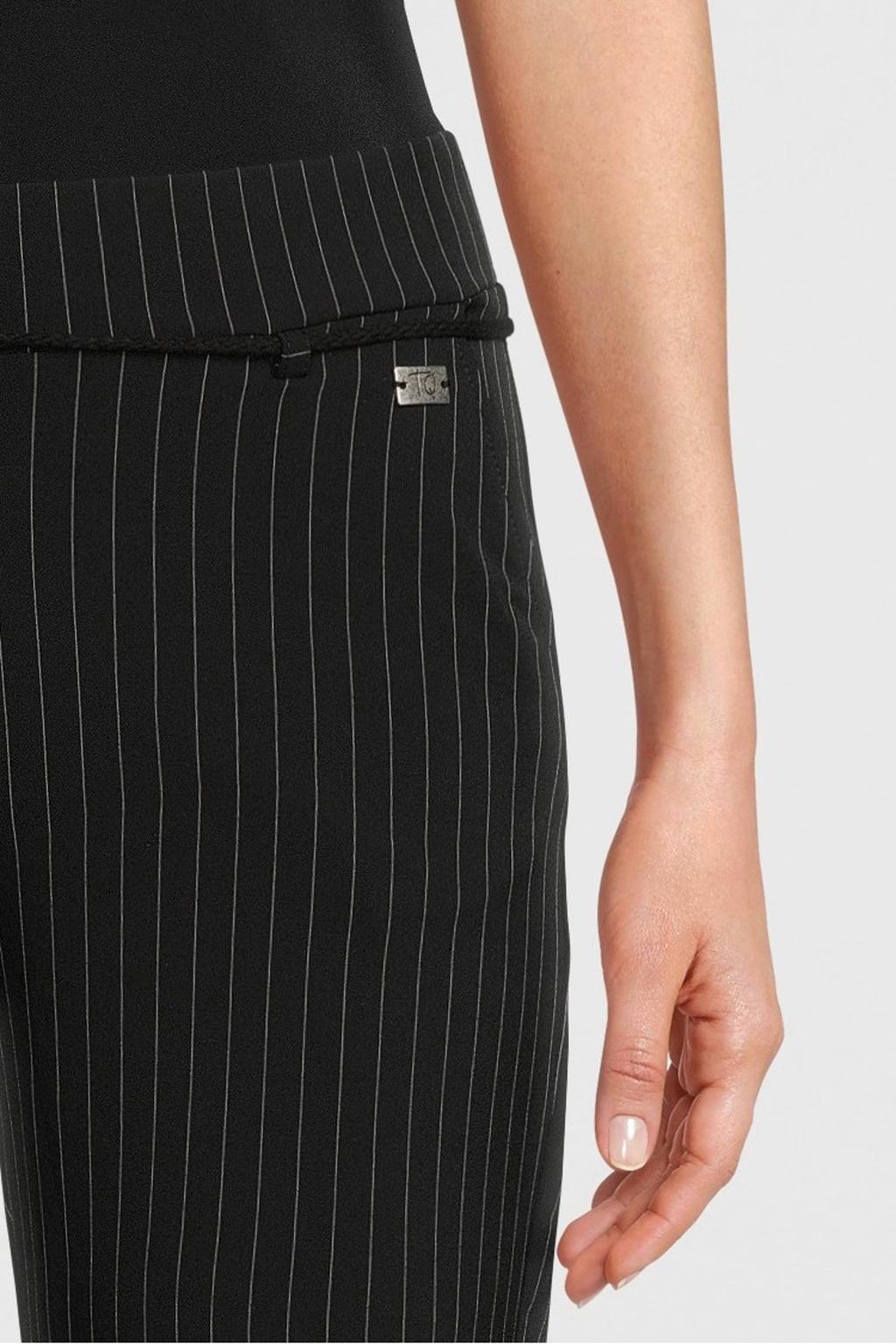 TQ-Amsterdam gestreepte straight fit pantalon Romee zwart