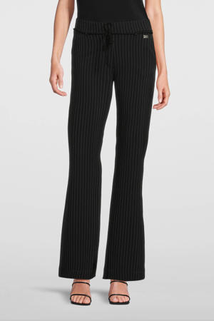gestreepte straight fit pantalon Romee zwart