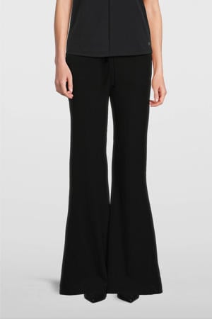 flared broek Victoria van travelstof zwart