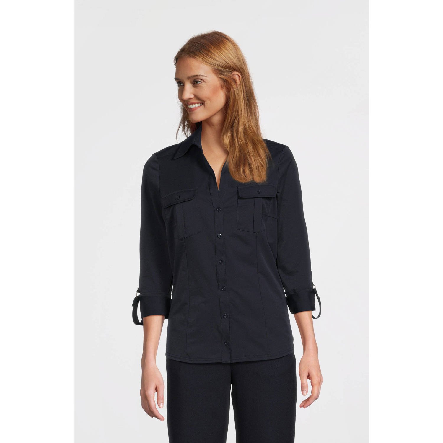 TQ-Amsterdam blouse Gwen O van travelstof donkerblauw