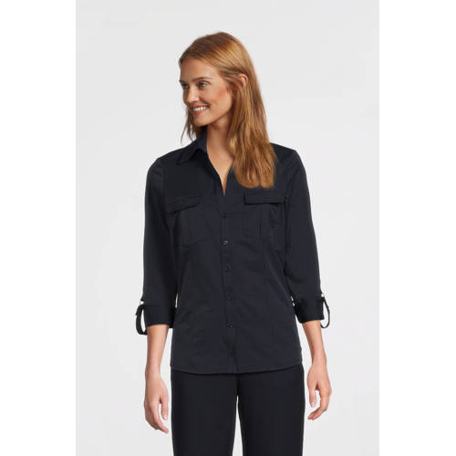 TQ-Amsterdam blouse Gwen O van travelstof donkerblauw afbeelding