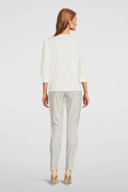 thumbnail: Crème dames TQ-Amsterdam regular fit broek Maud van polyester met elastische tailleband met koord en effen
