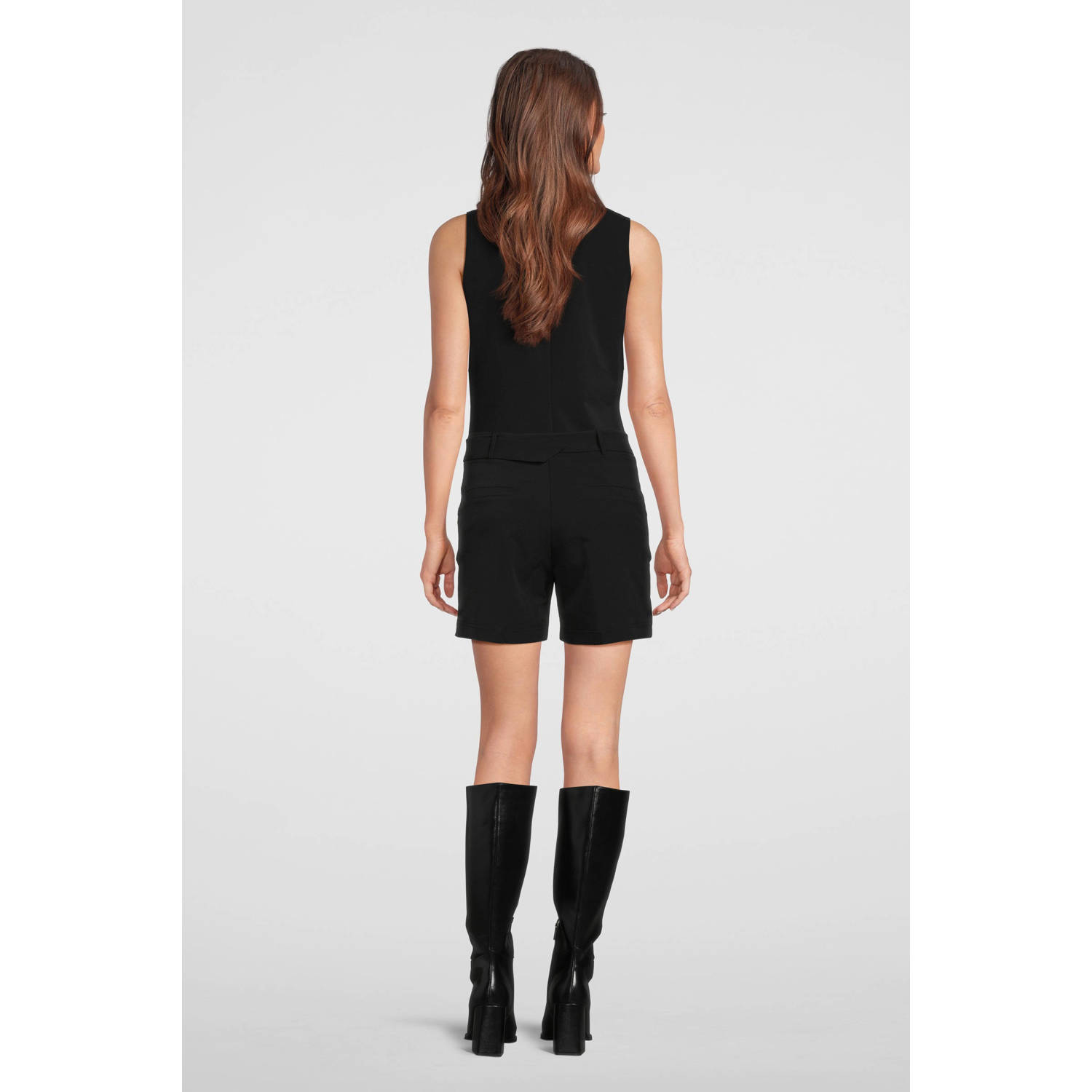 TQ-Amsterdam high waist straight fit broek Roos van travelstof zwart