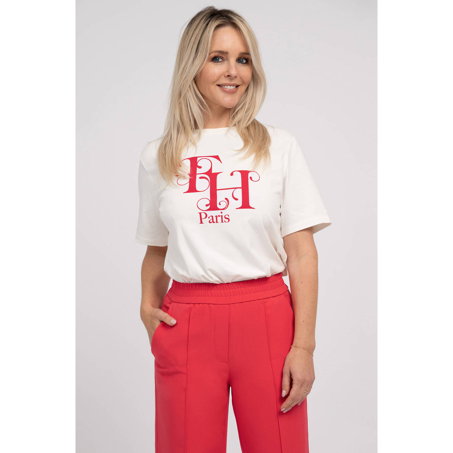 Fifth House x Chantal Janzen t-shirt Arvine met printopdruk ecru rood