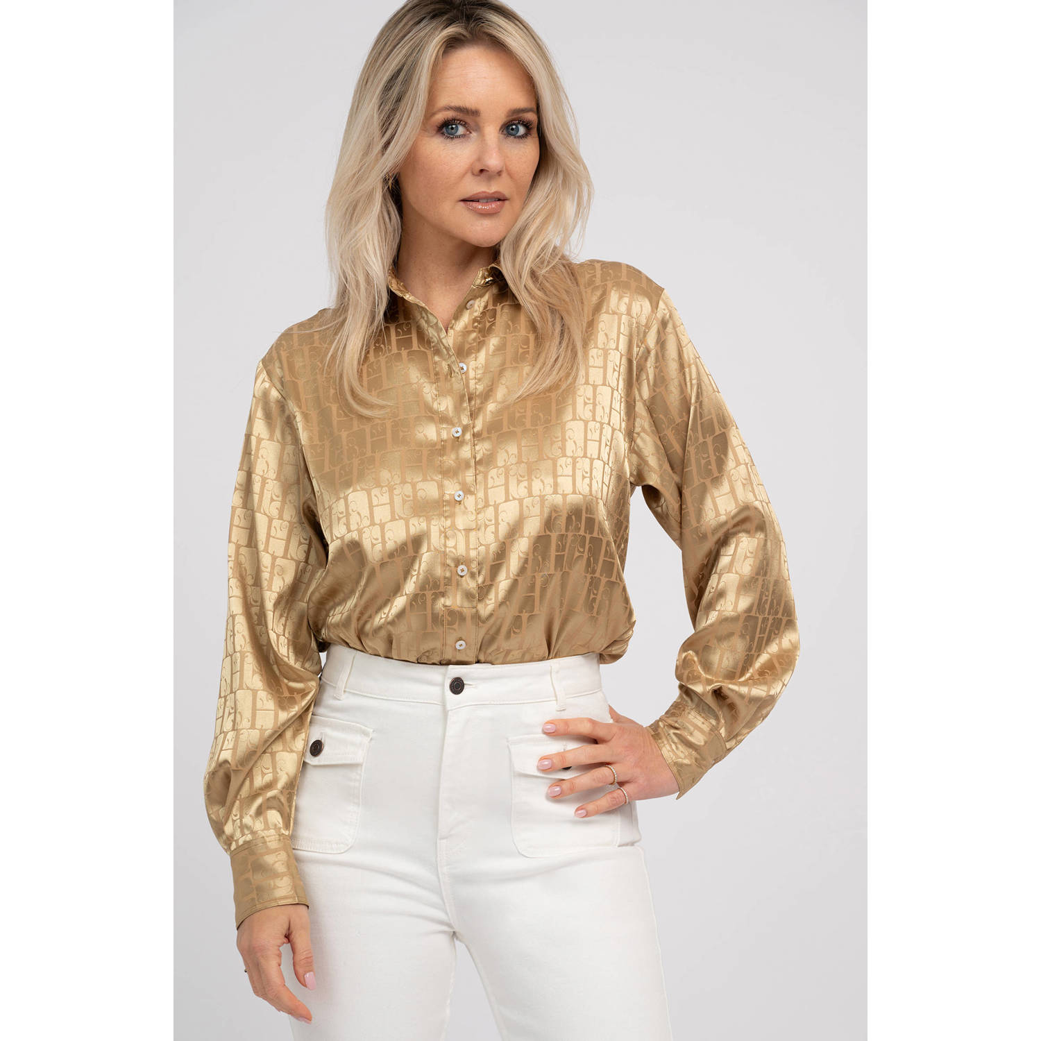 Fifth House x Chantal Janzen blouse Aster met logo goud