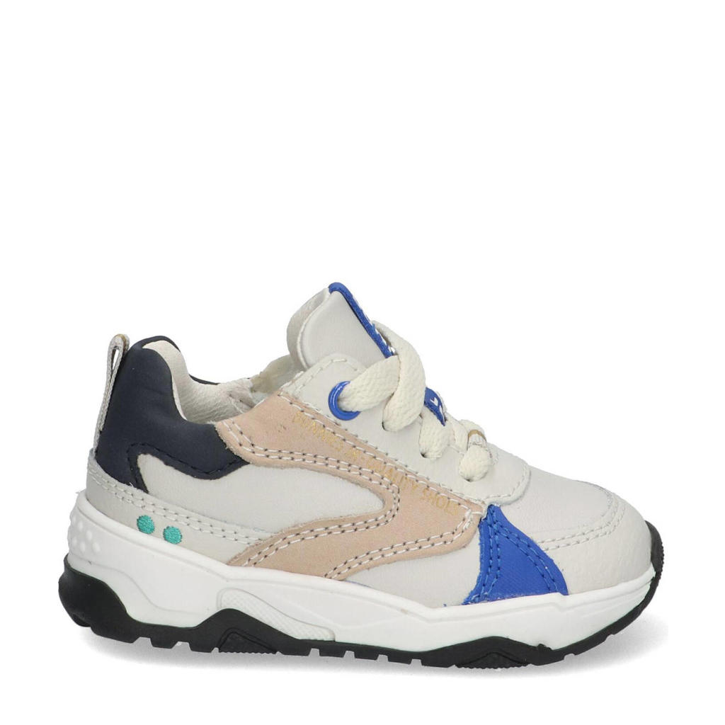 Beige jongens BunniesJR leren sneakers van leer+mesh/voering: imitatieleer met veters