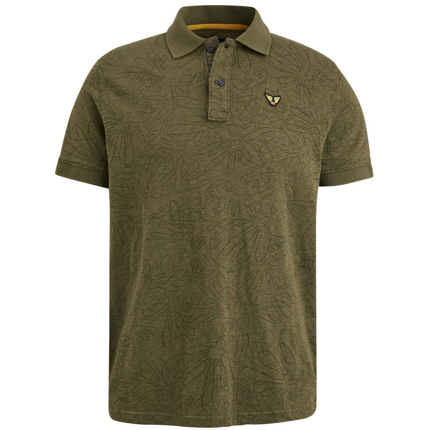 PME Legend regular fit polo met all over print groen