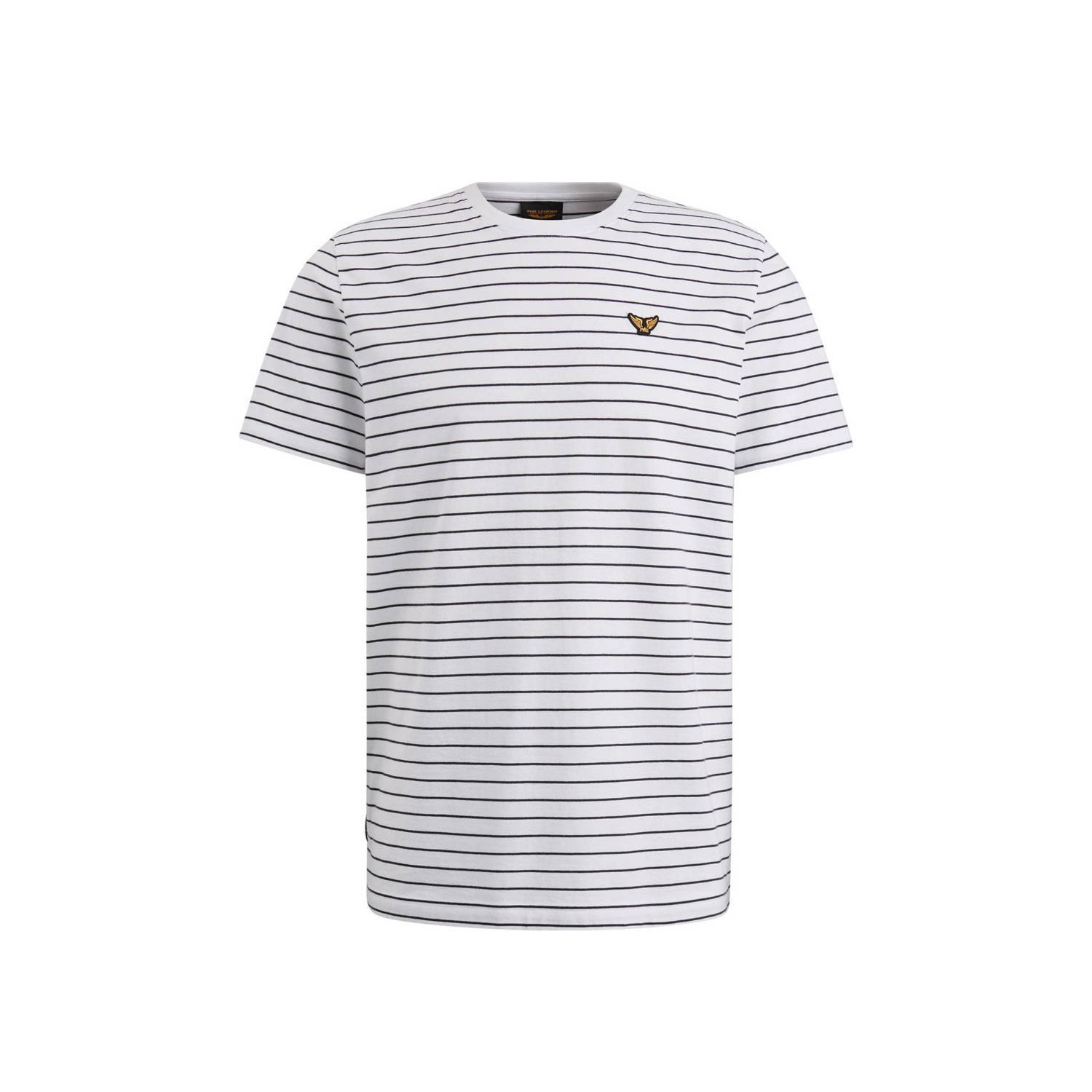 PME LEGEND Heren Polo's & T-shirts Short Sleeve R-neck Yarn Dyed Stripe Jersey Ecru