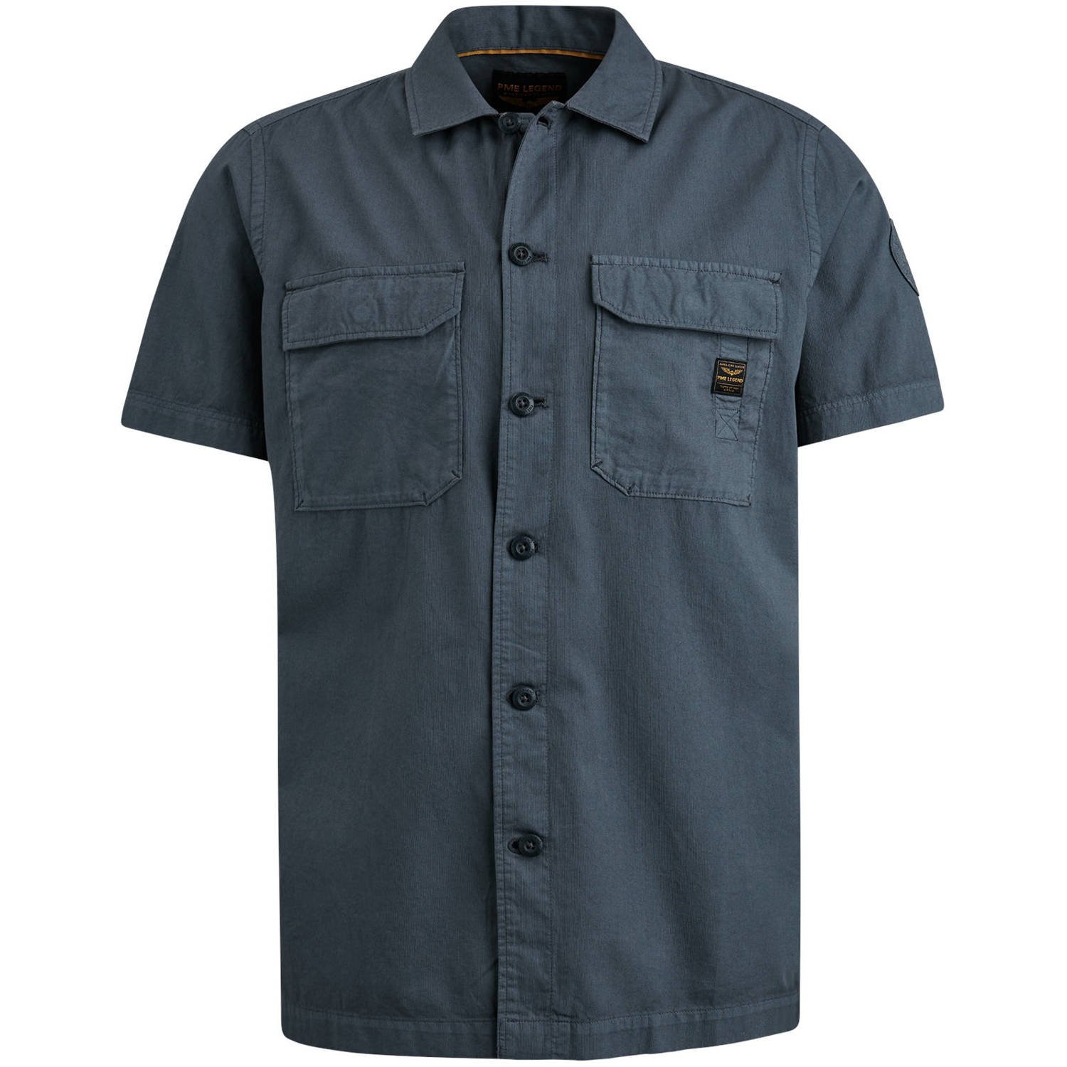 PME LEGEND Heren Overhemden Short Sleeve Shirt Ctn Bedford Donkergrijs