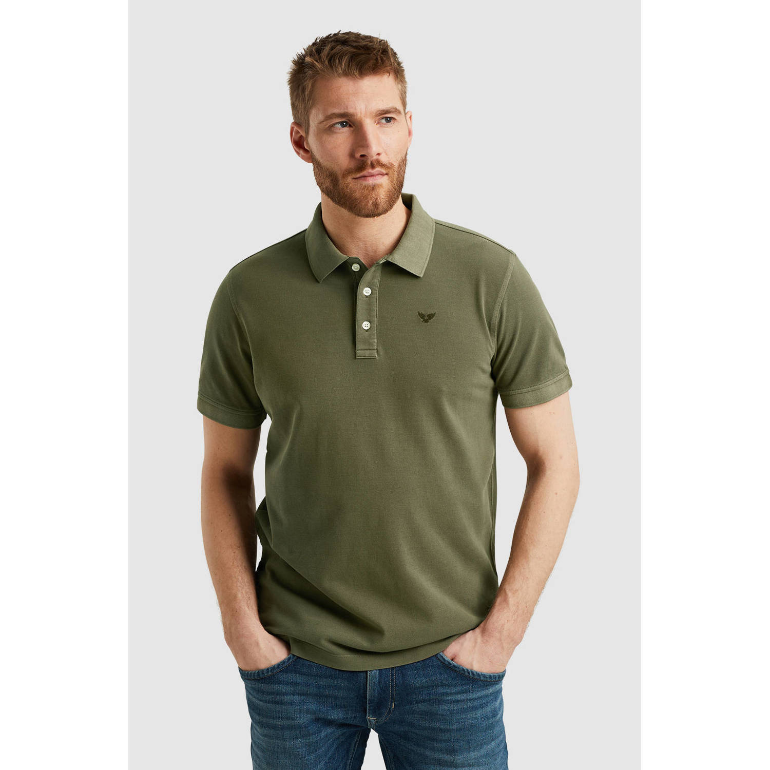 PME Legend polo met logo olijfgroen