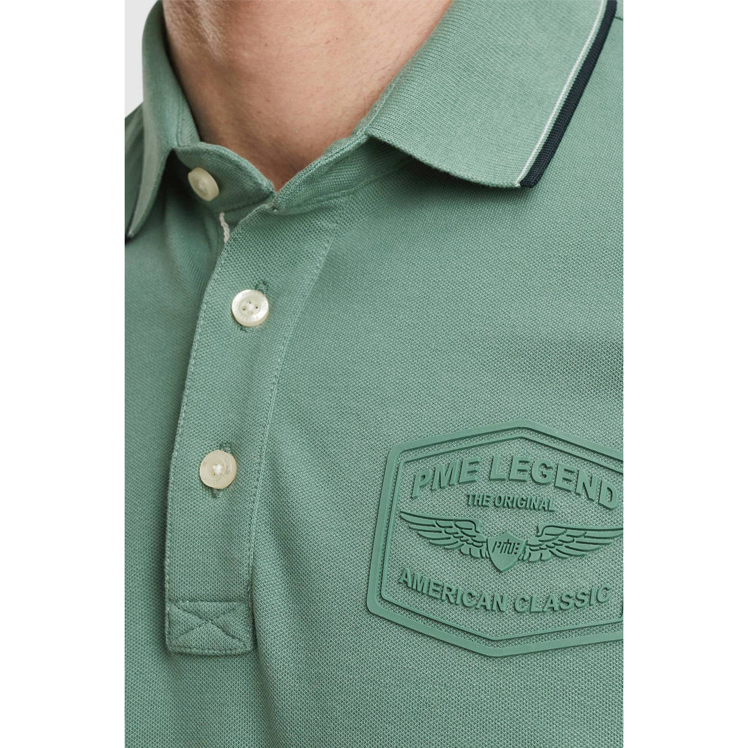 PME Legend regular fit polo met logo groen