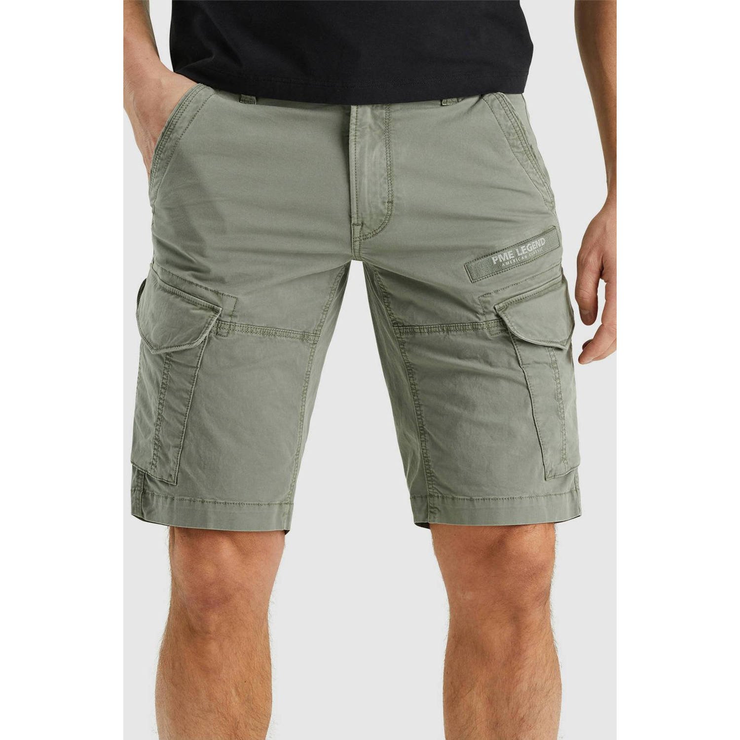 PME Legend gebloemde regular fit cargo short Nordrop grijsgroen