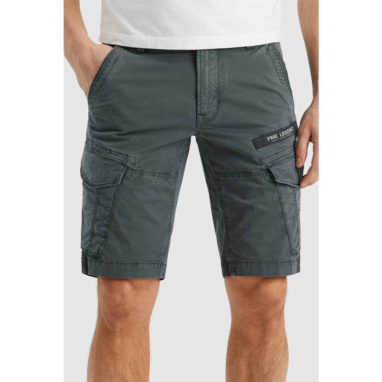 PME Legend gebloemde regular fit cargo short Nordrop grijs