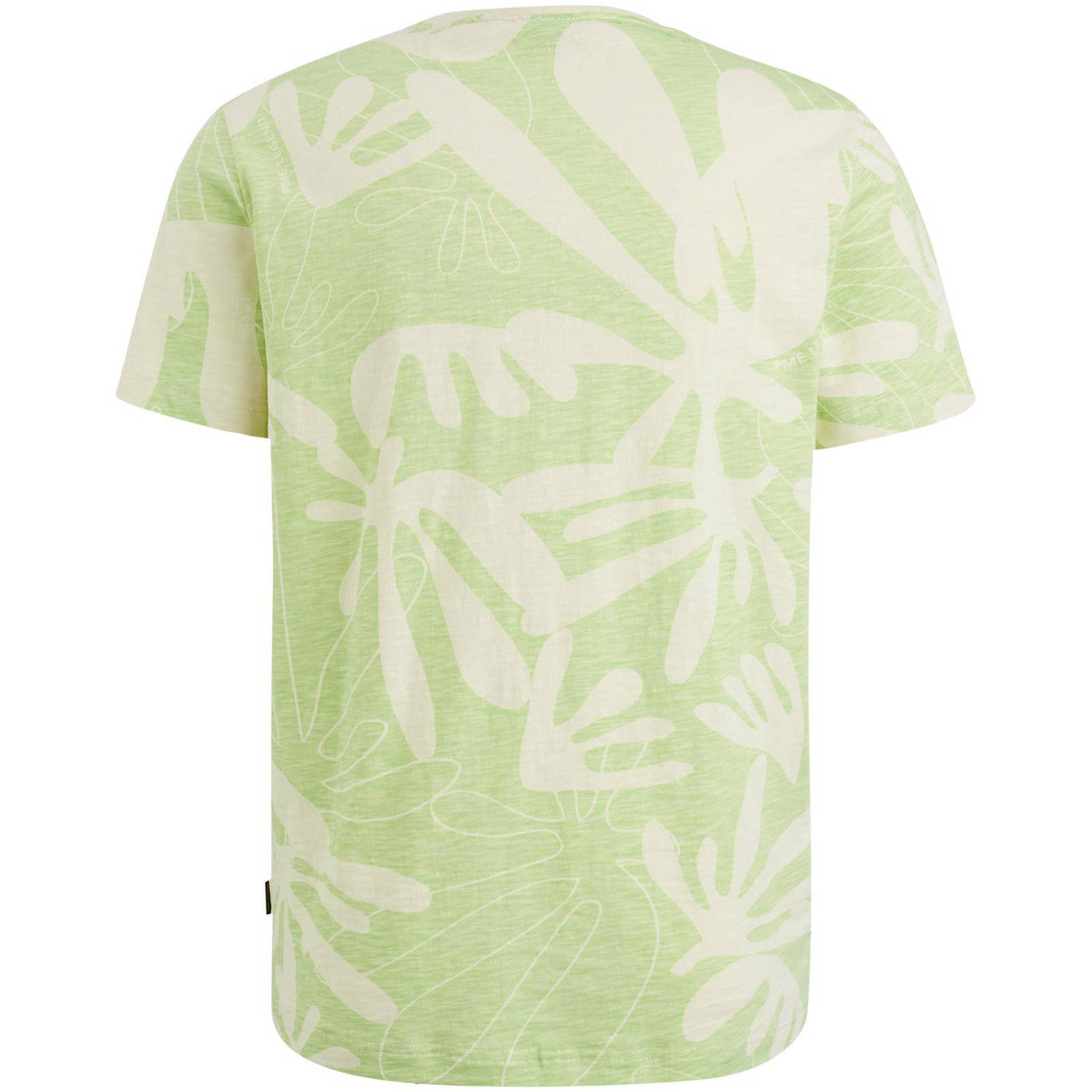 PME Legend T-shirt met all over print lichtgroen