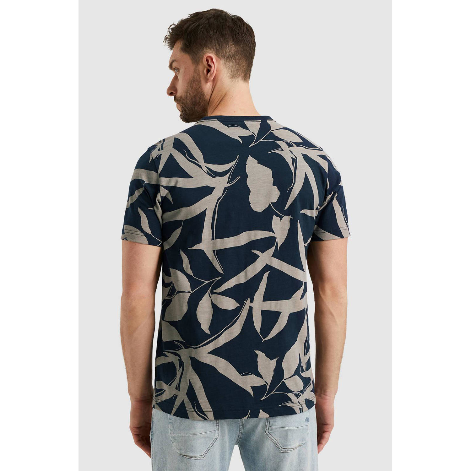 PME Legend T-shirt met all over print donkerblauw