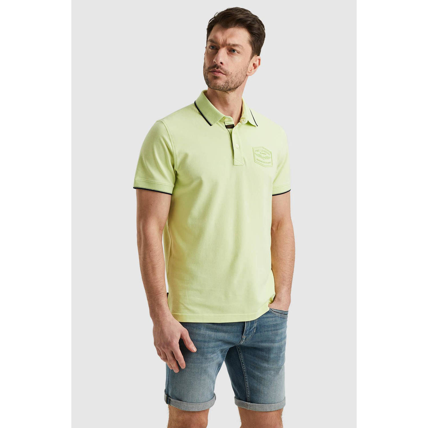 PME Legend regular fit polo met logo lichtgroen