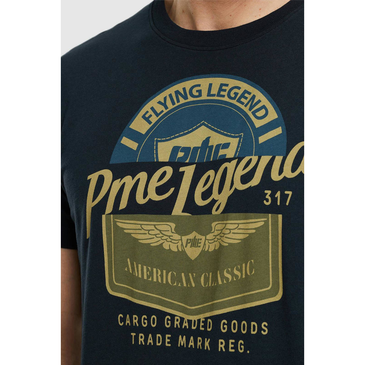 PME Legend T-shirt met printopdruk donkerblauw