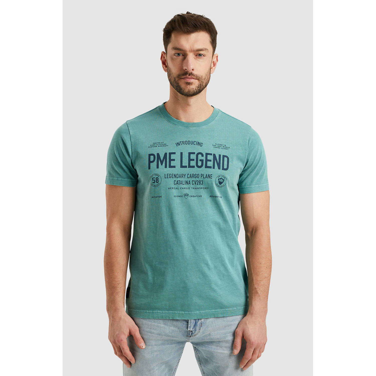 PME Legend T-shirt met printopdruk groen