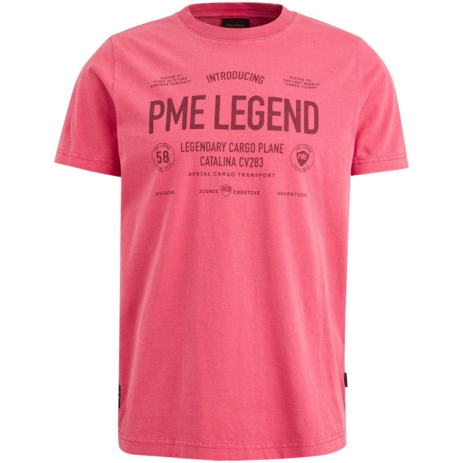 PME Legend Korte mouw ronde hals heren T-shirt Pink Heren