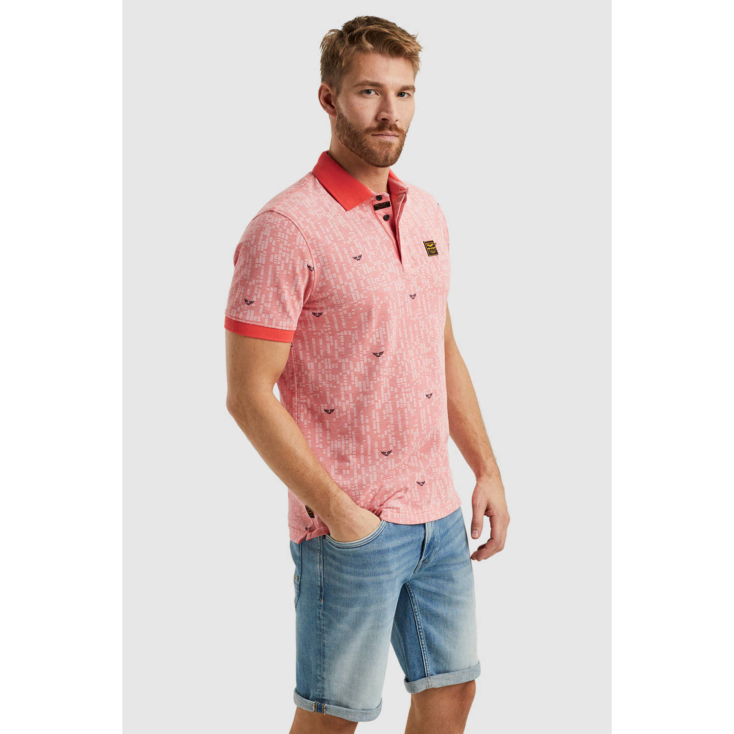 PME Legend regular fit polo met all over print roze
