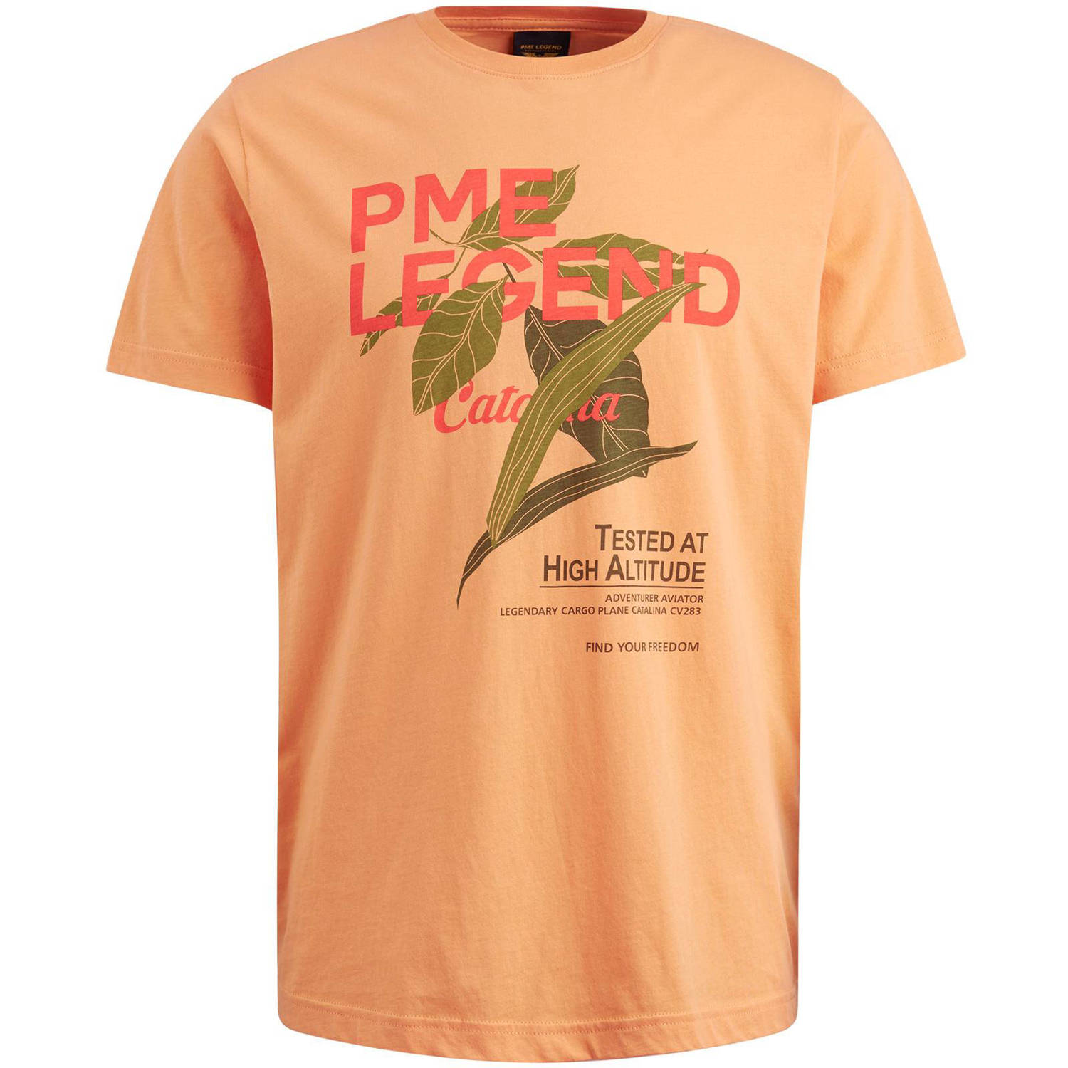 PME Legend T-shirt met printopdruk oranje