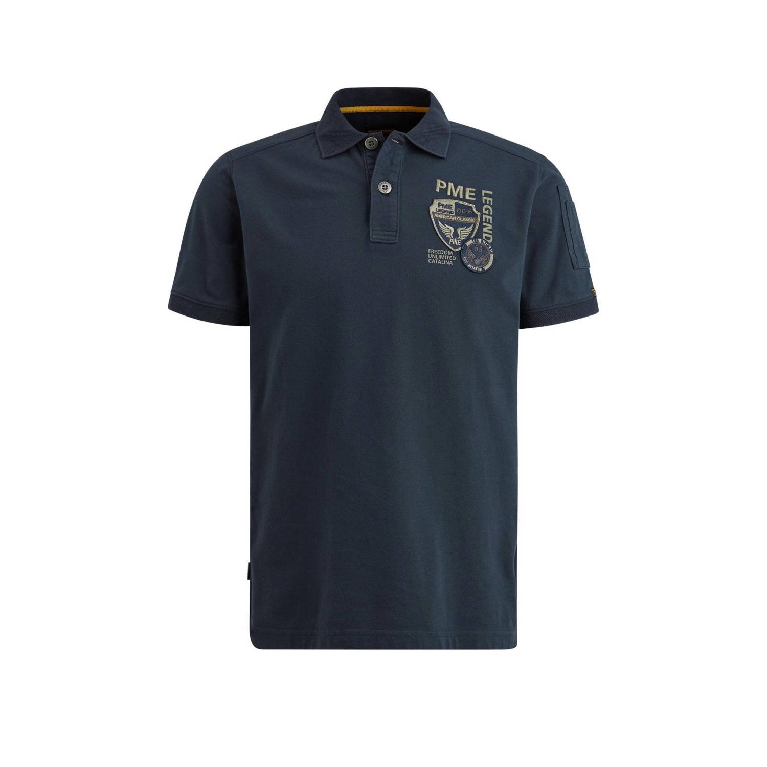 PME Legend polo met printopdruk donkerblauw