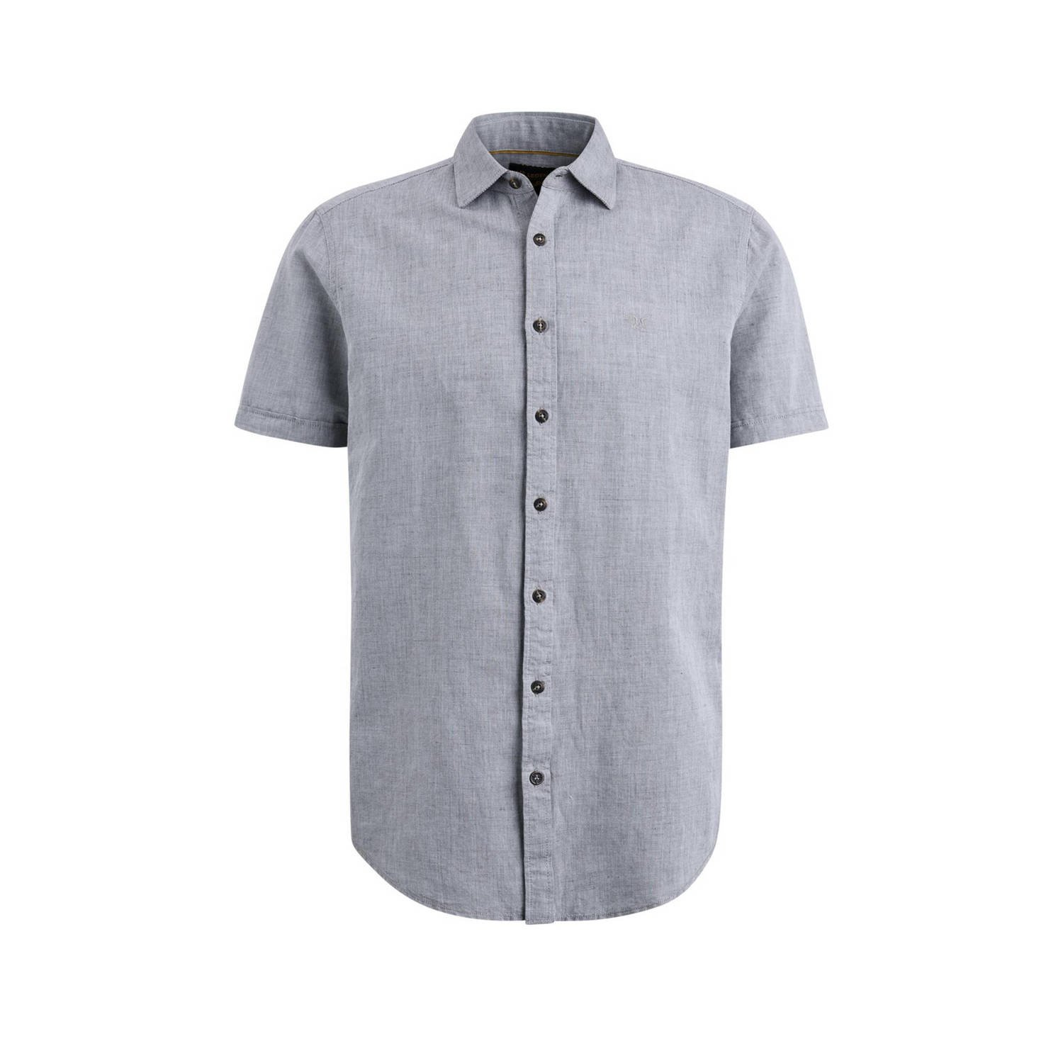 PME LEGEND Heren Overhemden Short Sleeve Shirt Ctn Linen 2tonen Owen Groen