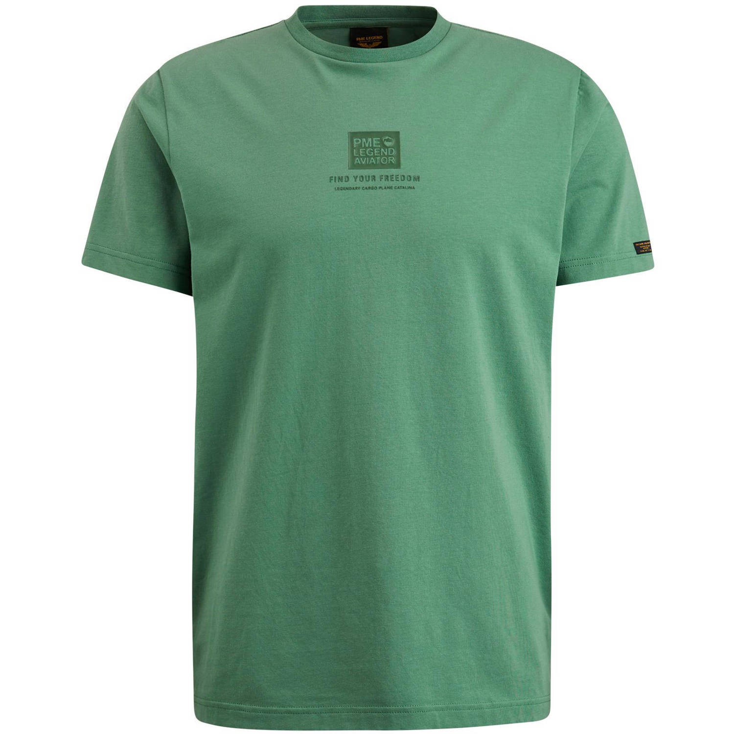 PME LEGEND Heren Polo's & T-shirts Short Sleeve R-neck Cotton Elastan Jersey Groen