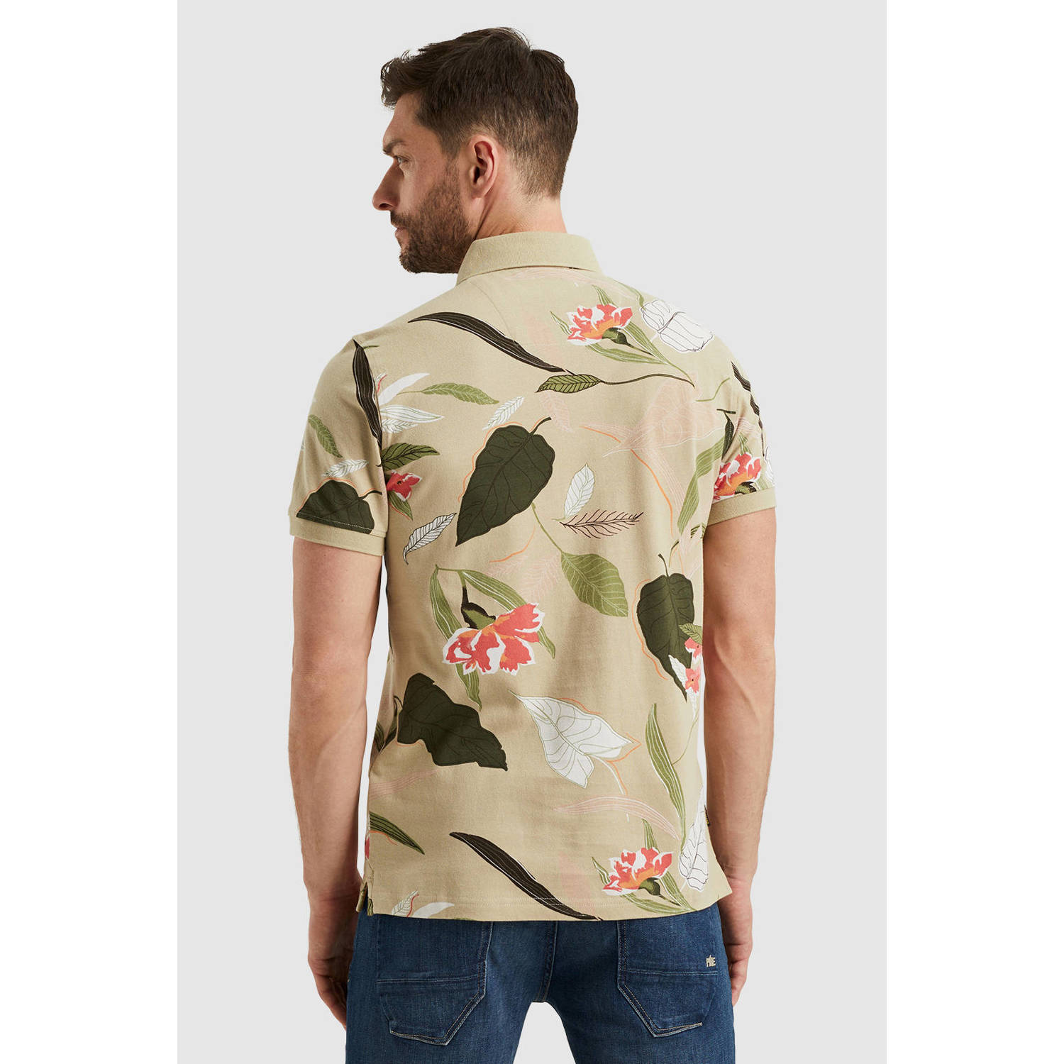 PME Legend polo met all over print beige