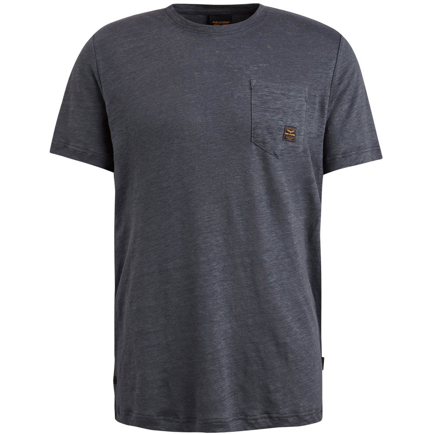 PME LEGEND Heren Polo's & T-shirts Short Sleeve R-neck Linen Jersey Grijs