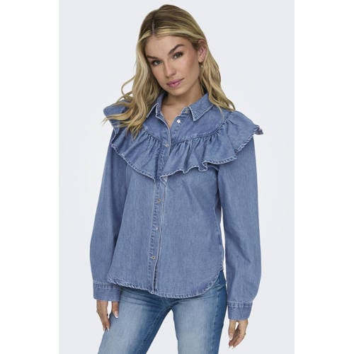 ONLY blouse medium blue denim afbeelding