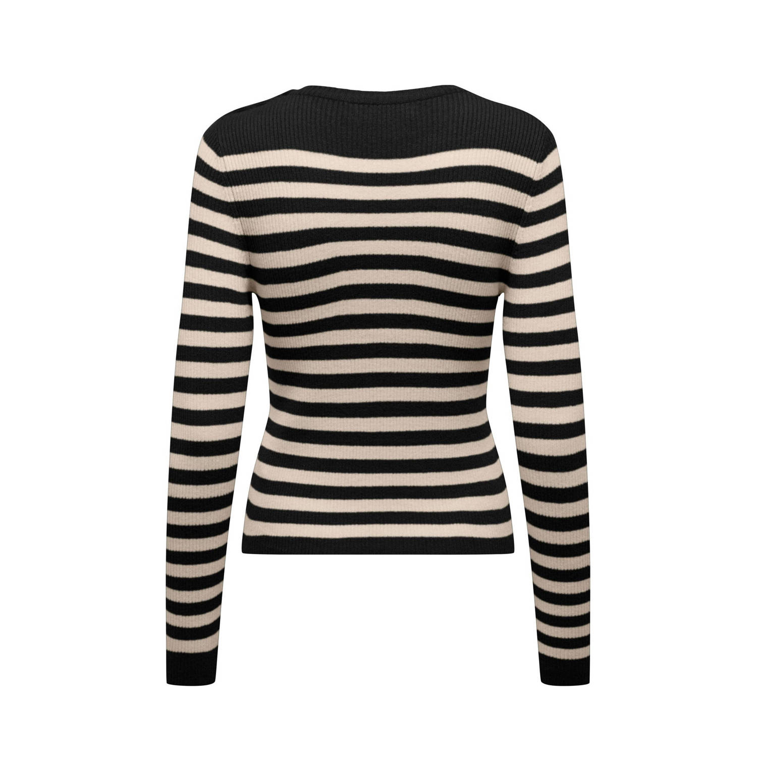 ONLY gestreepte ribgebreide top ONLIBI zwart wit