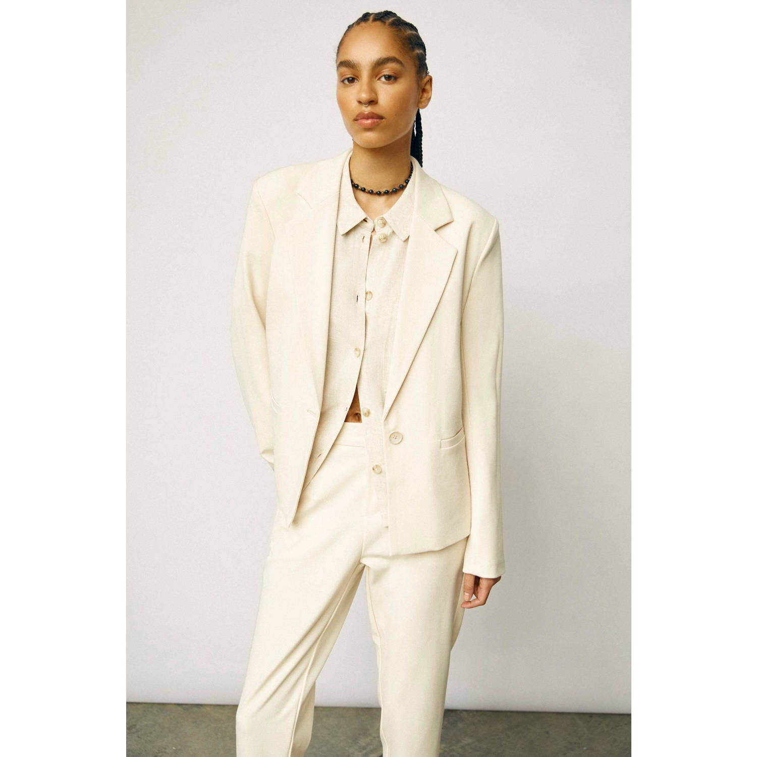 OBJECT rechtvallende blazer OBJLISA van polyester crÃ¨me