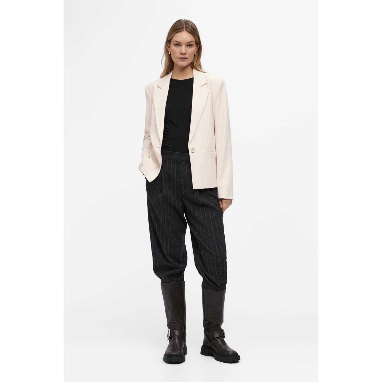 OBJECT rechtvallende blazer OBJLISA van polyester crÃ¨me