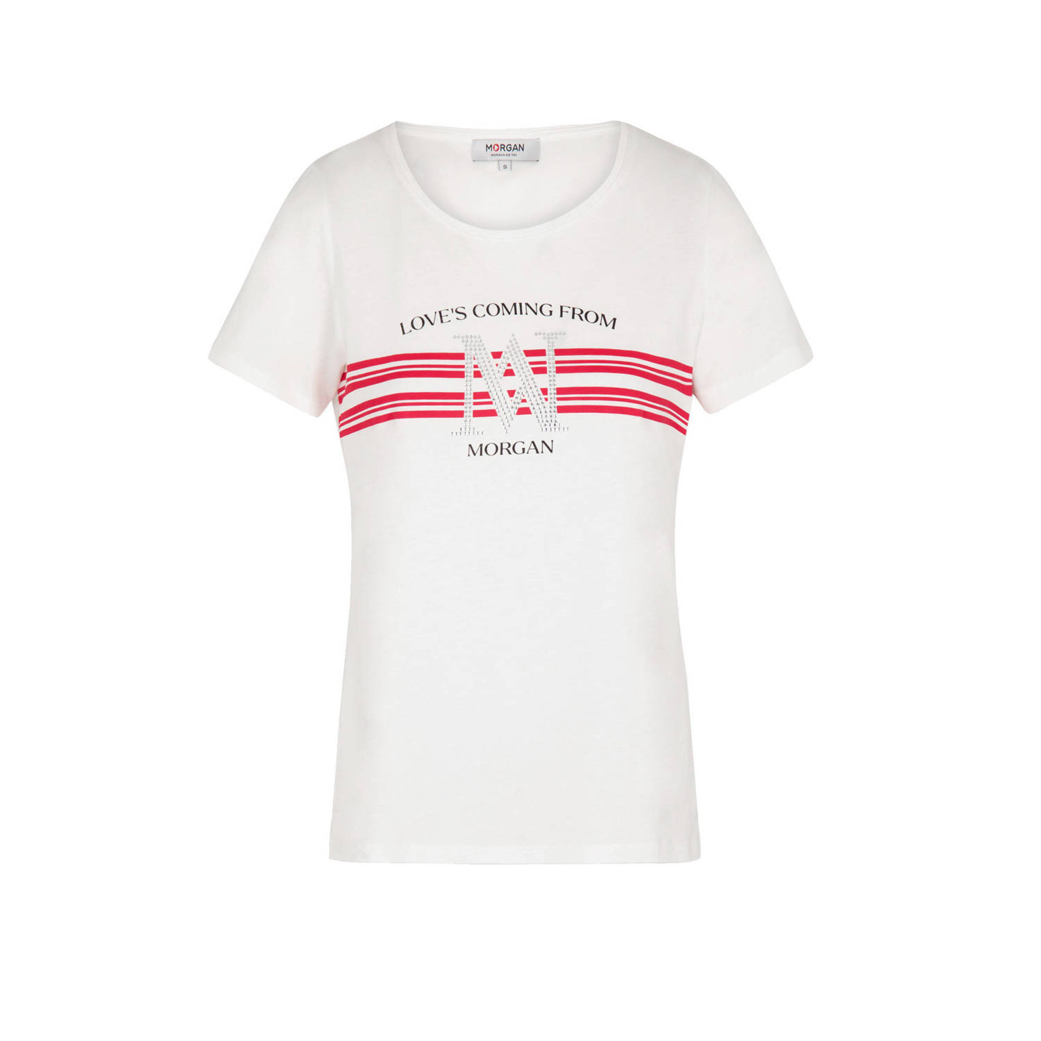 Morgan T-shirt met printopdruk wit fuchsia