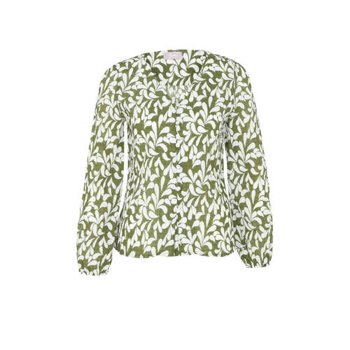 Cassis blouse met all over print olijfgroen