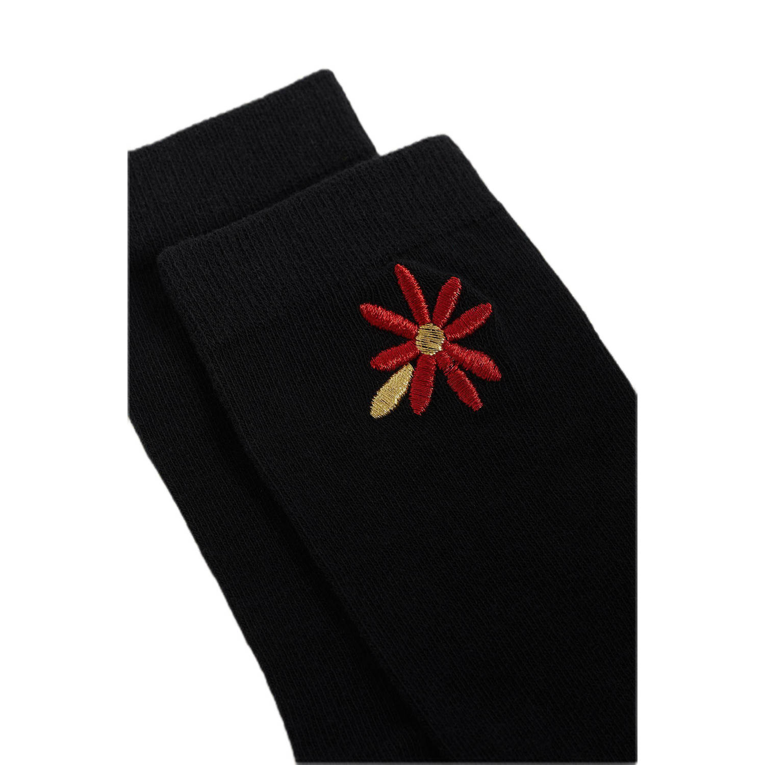 WE Fashion sokken met bloemenprint zwart